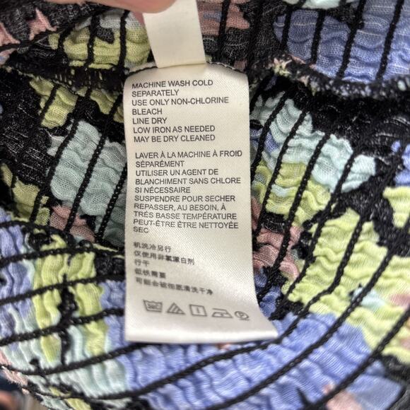 Free People Top blouse Women's Small Cottage Core Floral Elastic Bodice fitted - Picture 9 of 12